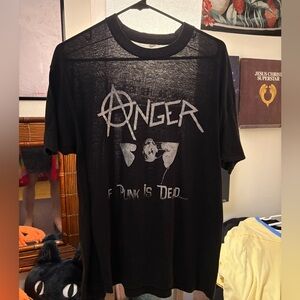 Vintage ANGER IF PUNK IS DEAD Black Graphic T-Shirt